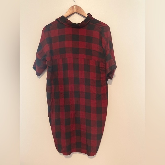Madewell oversized red and black plaid shirt dress size small - Picture 4 of 11
